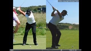 Jon Rahm golf swing  Long Iron faceon amp downtheline July 2017 [upl. by Schouten]