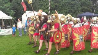 Roman Reenactment at the Amphitheatre in Caerleon Marching In [upl. by Anialed]