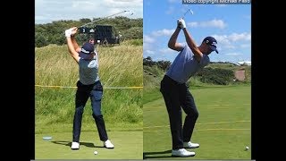 Justin Thomas golf swing  Long Iron faceon amp downtheline July 2017 [upl. by Teriann]