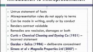 Misrepresentation Lecture 1 of 4 [upl. by Argus]